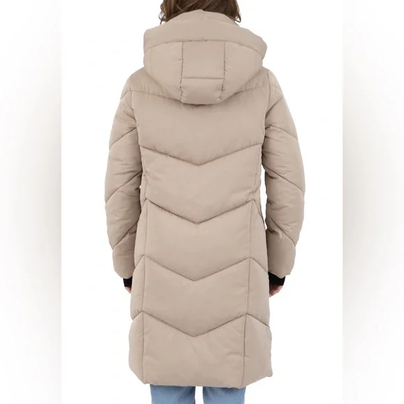 NWT L Nine West Duvet Puffer Coat Tan - Picture 3 of 16